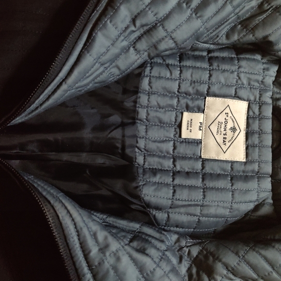 St Johns Bay Women Quilted Jacket Coat Petite Medium Blue - Picture 3 of 4